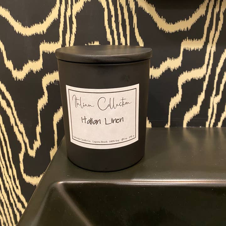 Linge italien - Verre noir mat de 10,3 oz avec couvercle en bois noir pour la vente par Sidewalk Candle Co.