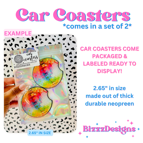 Bizzz Designs - Vendita all'ingrosso Sottobicchiere per auto - Donna - Sottobicchieri Western Car | Set di 10 sottobicchieri per auto Punchy1