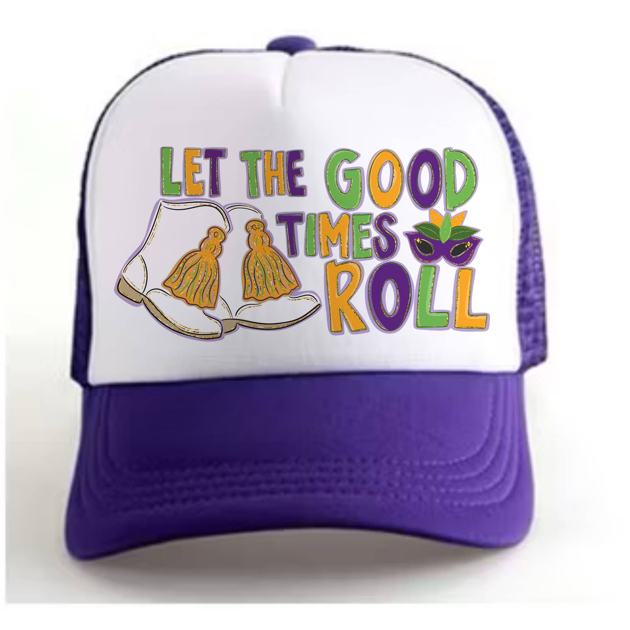 on the Bayou - Wholesale Trucker Hat - Women's - Mardi Gras let the good times roll marching boot trucker hat5