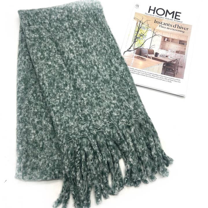 LINETA - Wholesale Scarf - Women's - HH-338 Speckled plain scarf with large fringe3