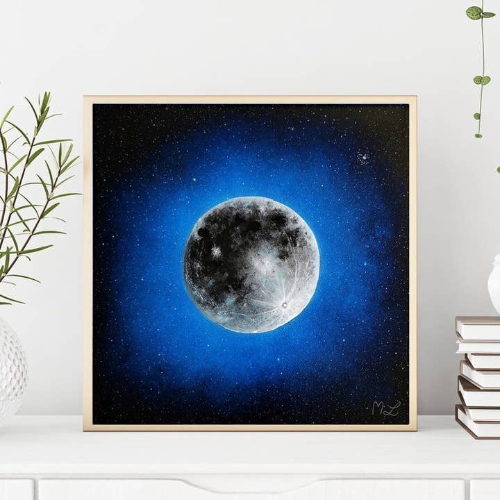«Blue Moon» - Impresión de 8 x 8 pulgadas para venta al por mayor de MLpaintings