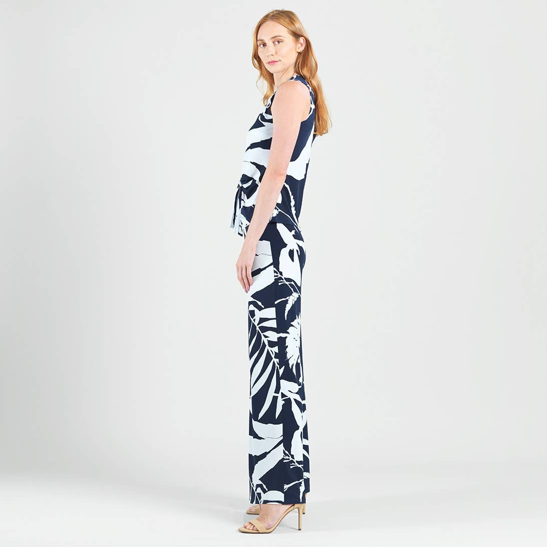 Navy White T49P29 - Sleeveless V-Neck Center Front Tie Top for wholesale on Faire13