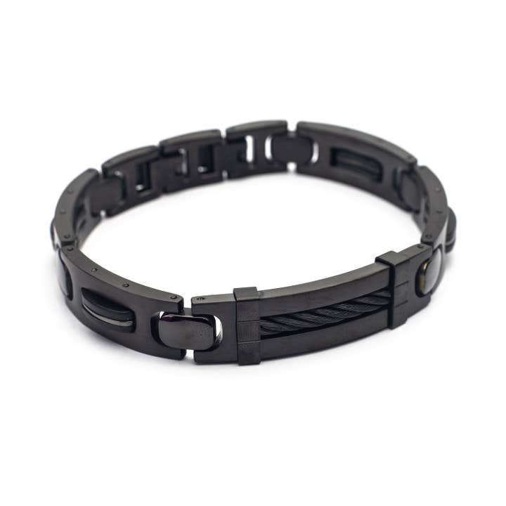 Men's Steel Leather Bracelet May Chain for wholesale by Woo's pure feelings