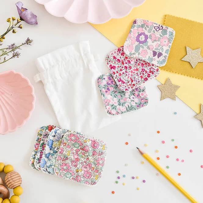 Liberty of London Reusable Face Wipes - Pack of 8 & washbag for wholesale by My Little Shop UK