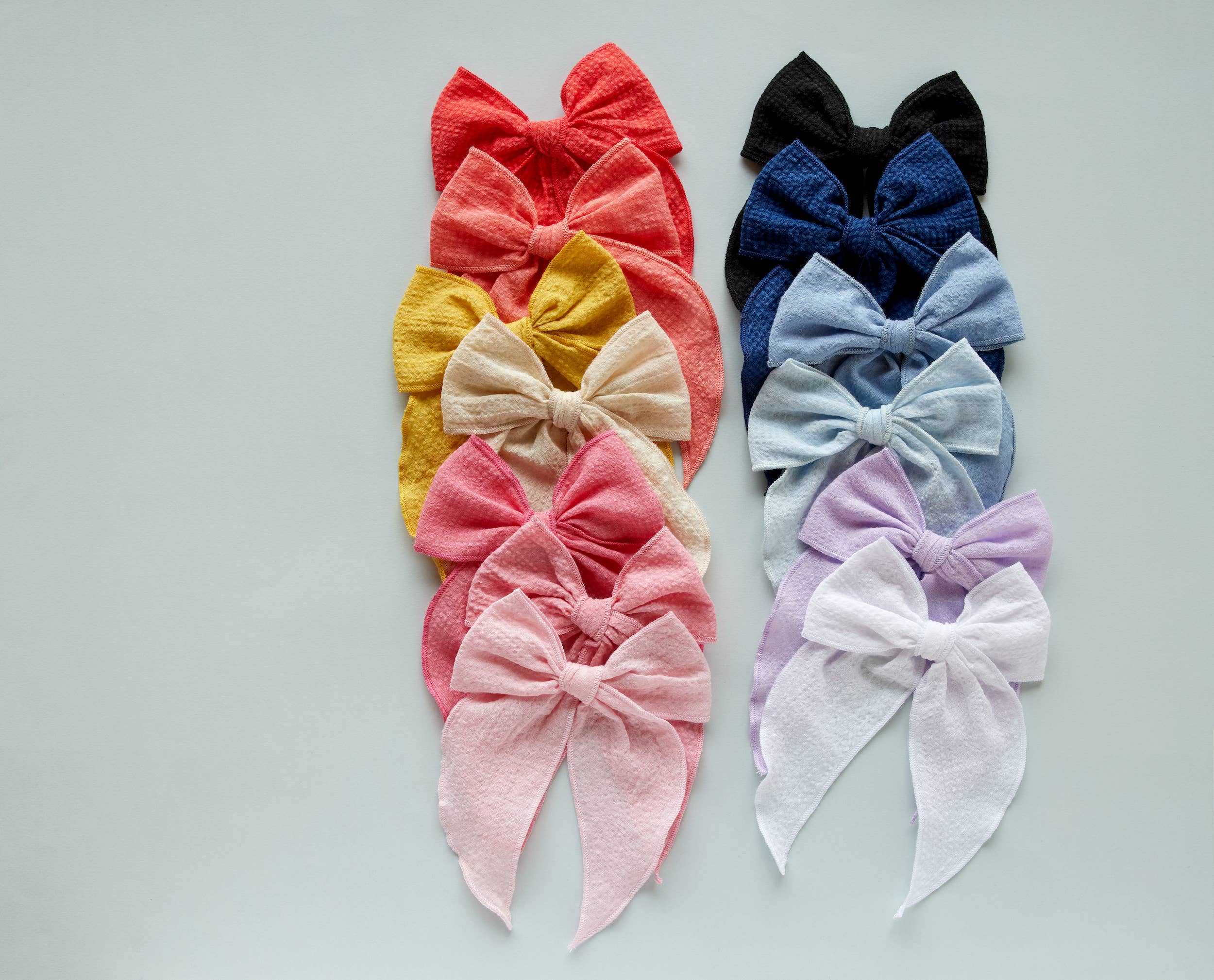Little Poppy Co - Wholesale Hair Bow - Kids - Seersucker Check Claire Bow, Dark Pink6