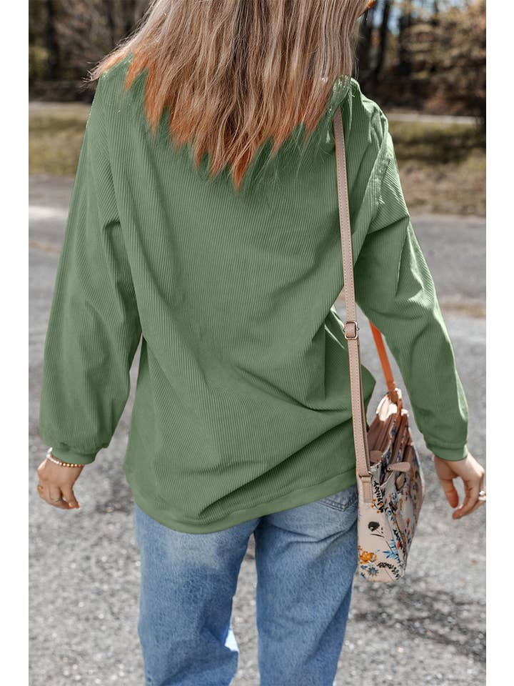 Aapparella - Vente Sweat-shirt – femme - Chandail à col rond en velours côtelé uni pour femmes | S-2XL35