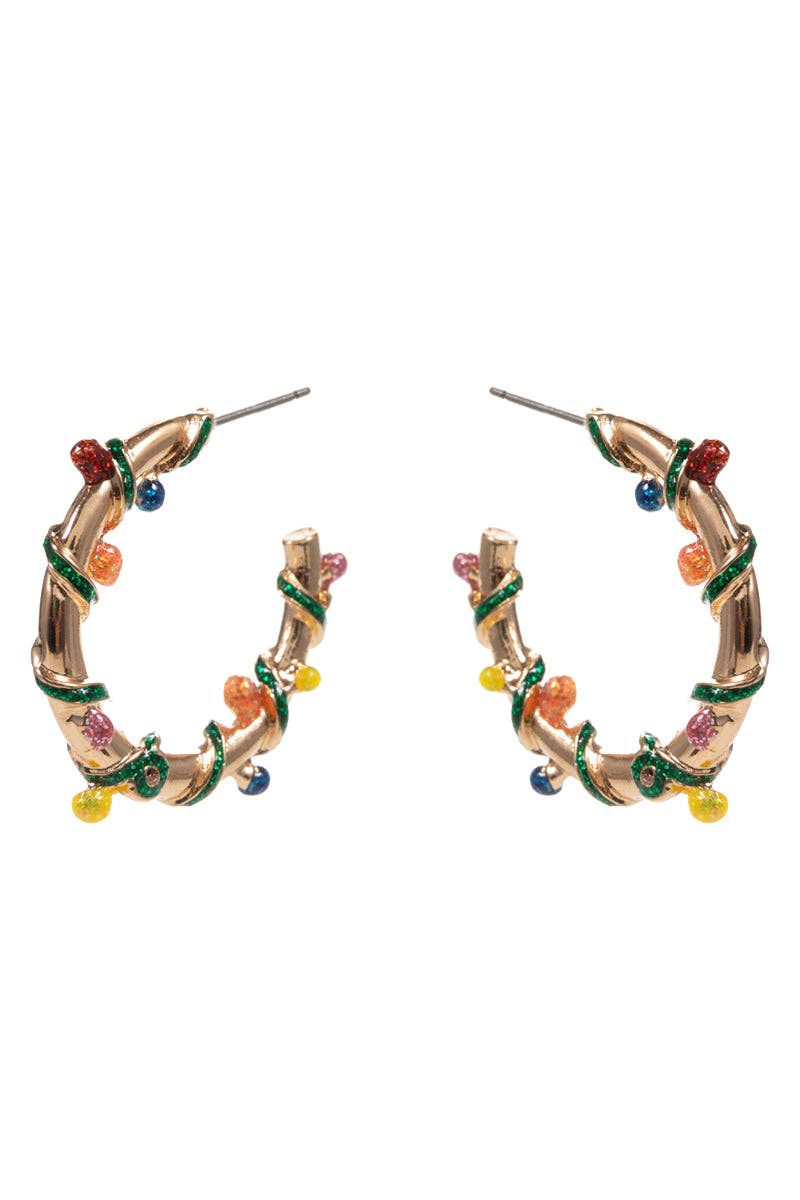 Designature New York - Wholesale Hoop Earrings - Christmas Round Enameled Wrapped Hoop Earrings2
