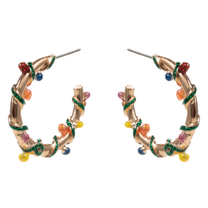 Designature New York - Wholesale Hoop Earrings - Christmas Round Enameled Wrapped Hoop Earrings2