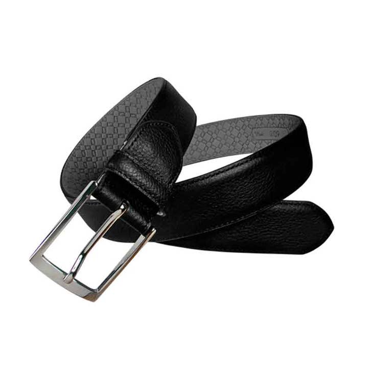 Leyva men's belt, in black crackled leather for wholesale by LEYVA