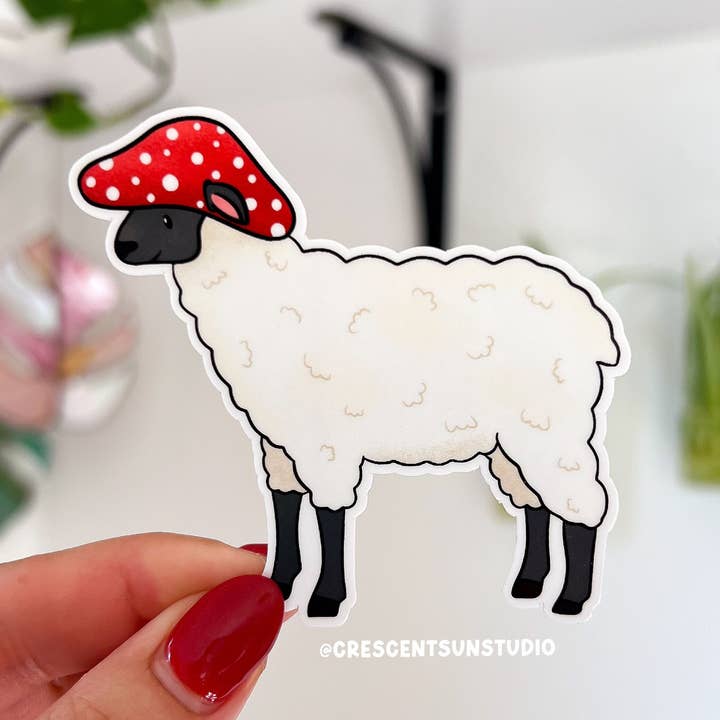 Sticker met paddestoelschapen, schattige sticker met boerderijdieren
voor wholesale door Crescent Sun Studio