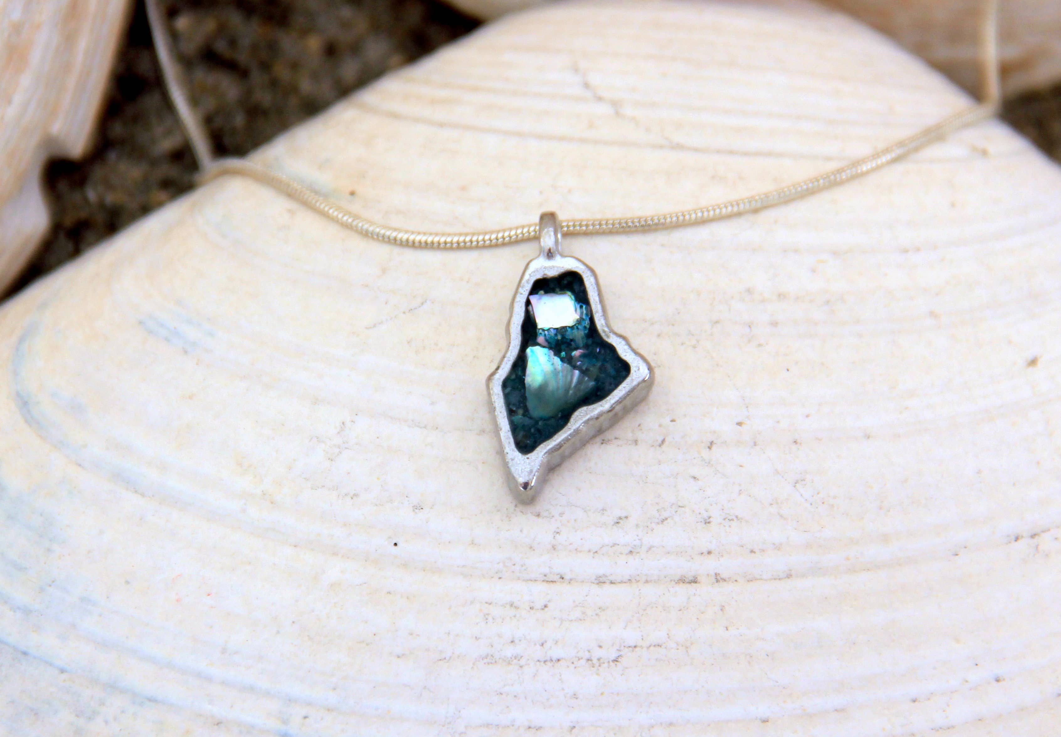 Maine Shellware - Wholesale Pendant/Charm Necklace - Hand Poured Pewter Mini Shape of Maine Pendant5
