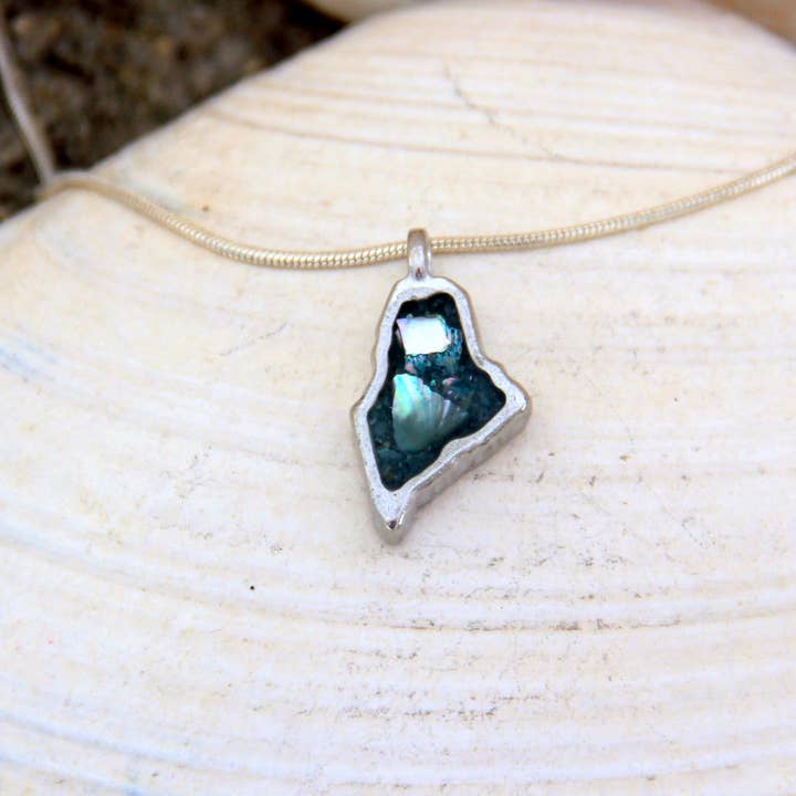 Maine Shellware - Wholesale Pendant/Charm Necklace - Hand Poured Pewter Mini Shape of Maine Pendant5