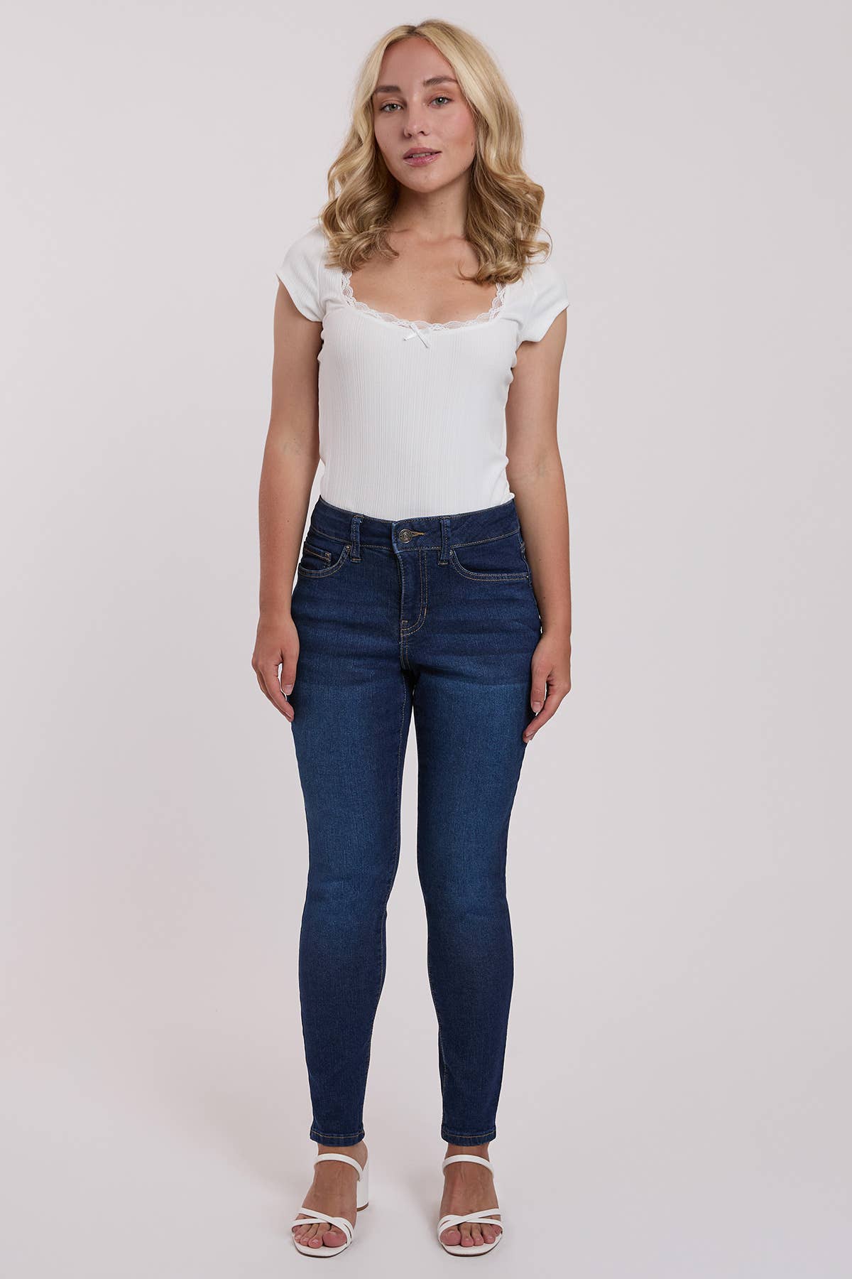 Dark Indigo Petite Sustainable High Rise Skinny Jeans-PP60653 for wholesale on Faire8