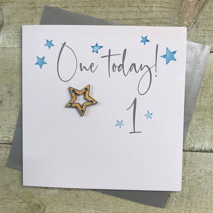 1st Birthday - Blue Stars (SQ1B) for wholesale by White Cotton Cards