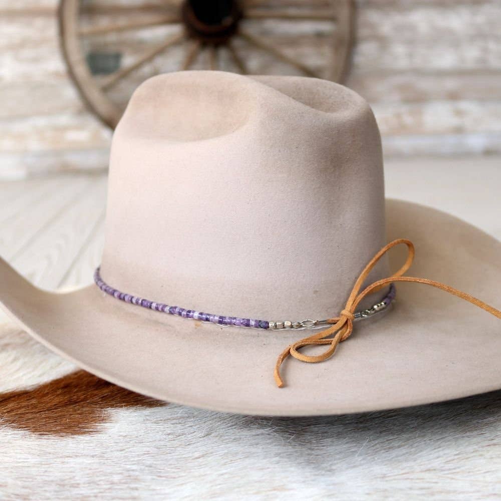 Willow Lane Hat Co. - Vente Accessoire pour chapeau – femme - Bandeau de chapeau en pierre lilas violette3