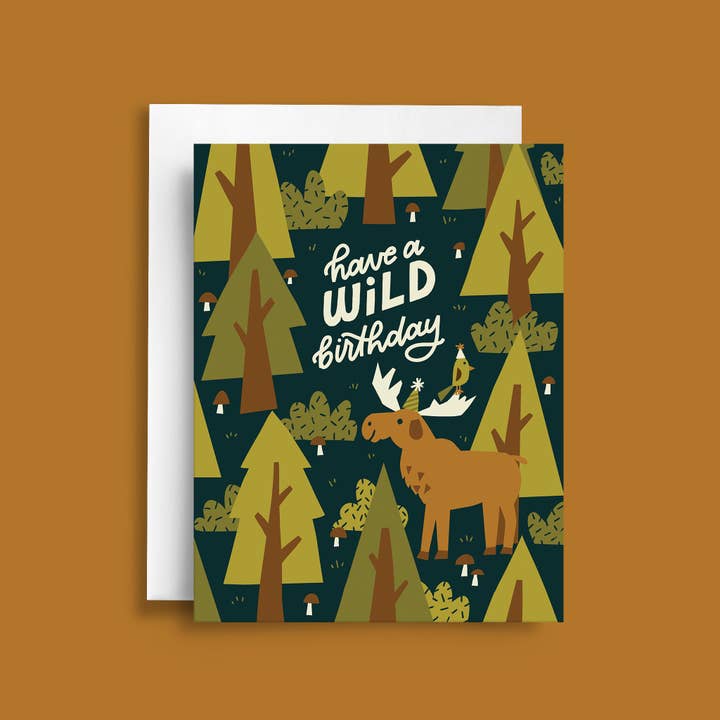 Wild Animal Moose Forest | Birthday Card for wholesale by Natasia Makes