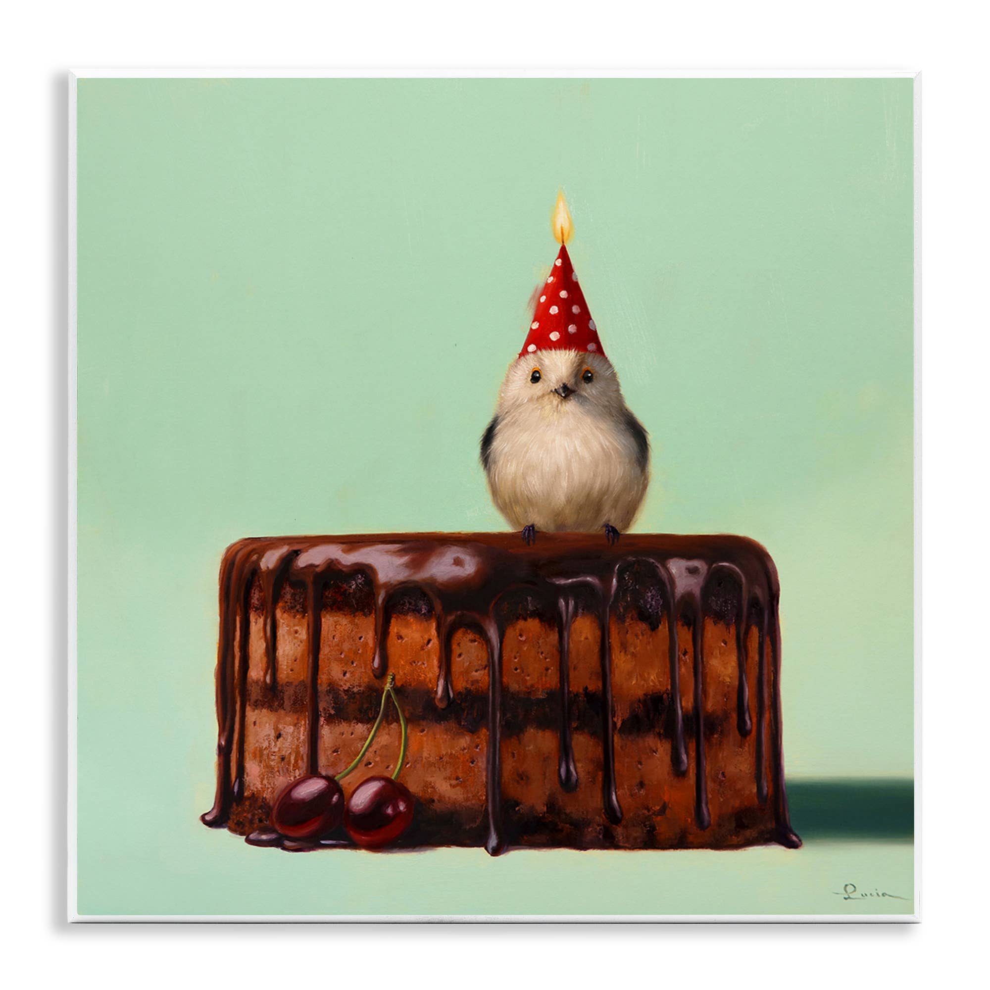 Stupell Industries - Wholesale Wall Sign - Party Hat Bird Chocolate Cake - Unframed Wall Art0