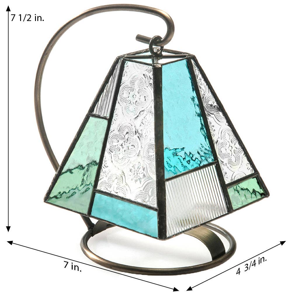 J Devlin Glass Art & Bert Anderson Collection - Wholesale Accent/Desk Lamp - Lam 710 Pale Blue, Pale Green and Clear Textures Mini Lamp1