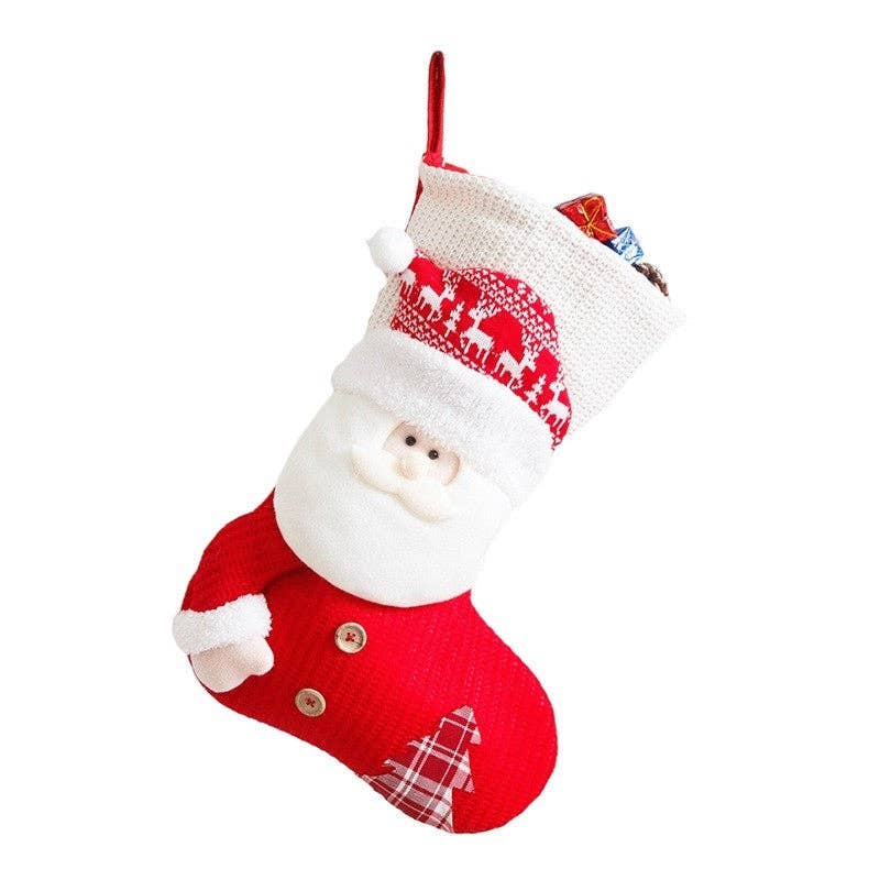 ShieldChic – wholesale Holiday Stocking – Red And White Knitted Christmas Stocking Old Man Snowman Dress Up Candy Bag Gift Bag0