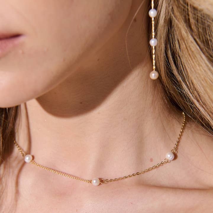 Angels Whisper Accessories - Venta al por mayor Collares de cuentas/perlas - Collar Ally Pearl chapado en oro de 18 quilates0