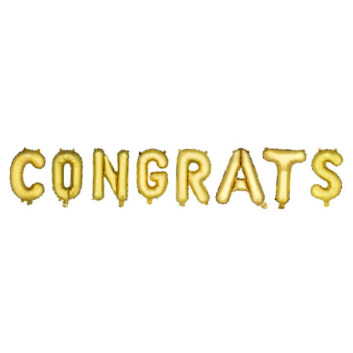 Cakewalk - Wholesale Balloon - Congrats Balloon Banner in Gold