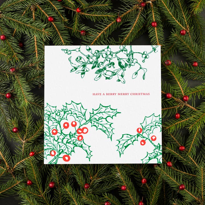 Ampersand M Studio - Wholesale Christmas Card - Berry Merry Christmas Holiday Greeting Card3