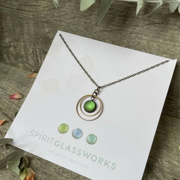Circles Necklace Antique Brass for wholesale by Spirit Glassworks