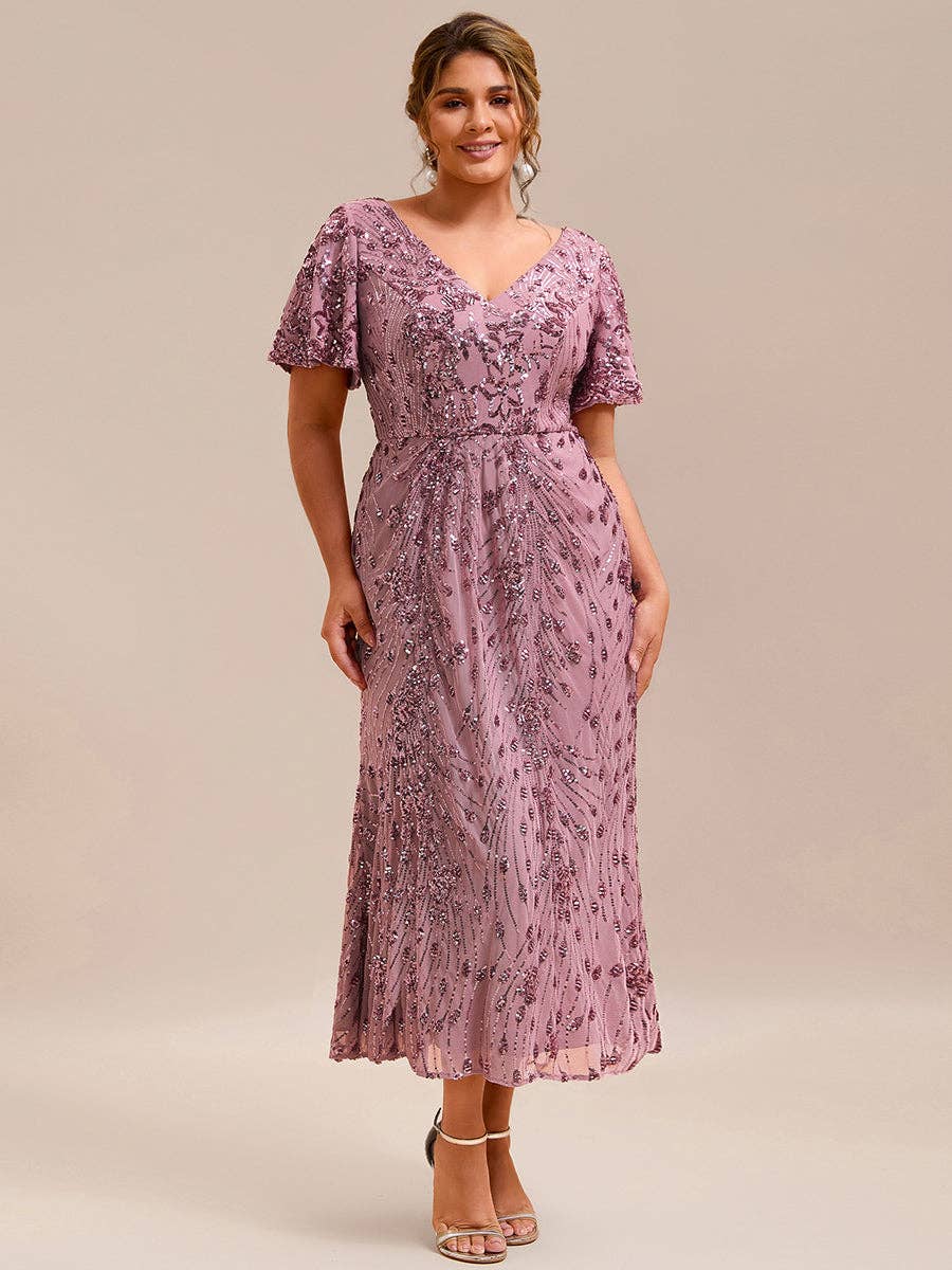 Ever-Pretty - Wholesale Gown - Women's - Strapless Deep Fishtail Paillette Midi Evening Dresses59