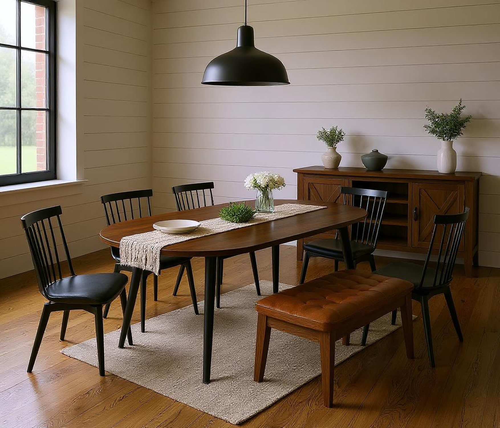 Loire Extendable Oval Walnut Dining Table with Black Metal Legs for wholesale on Faire0
