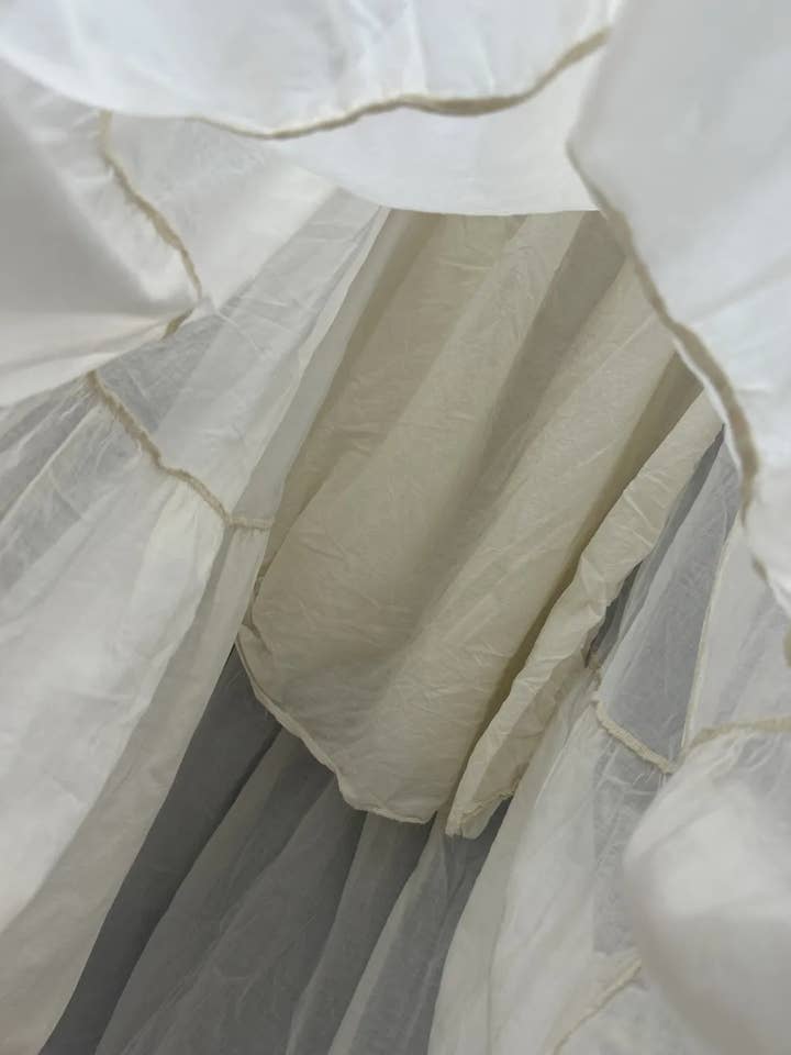 Mimi & Gogo - Wholesale Jurk - Dames - Lange Jurk van Katoenen Voile met Volants @27043_RLDouble14