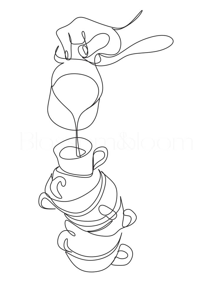 Coffee Cups Line Art for wholesale by Blossom & Bloom