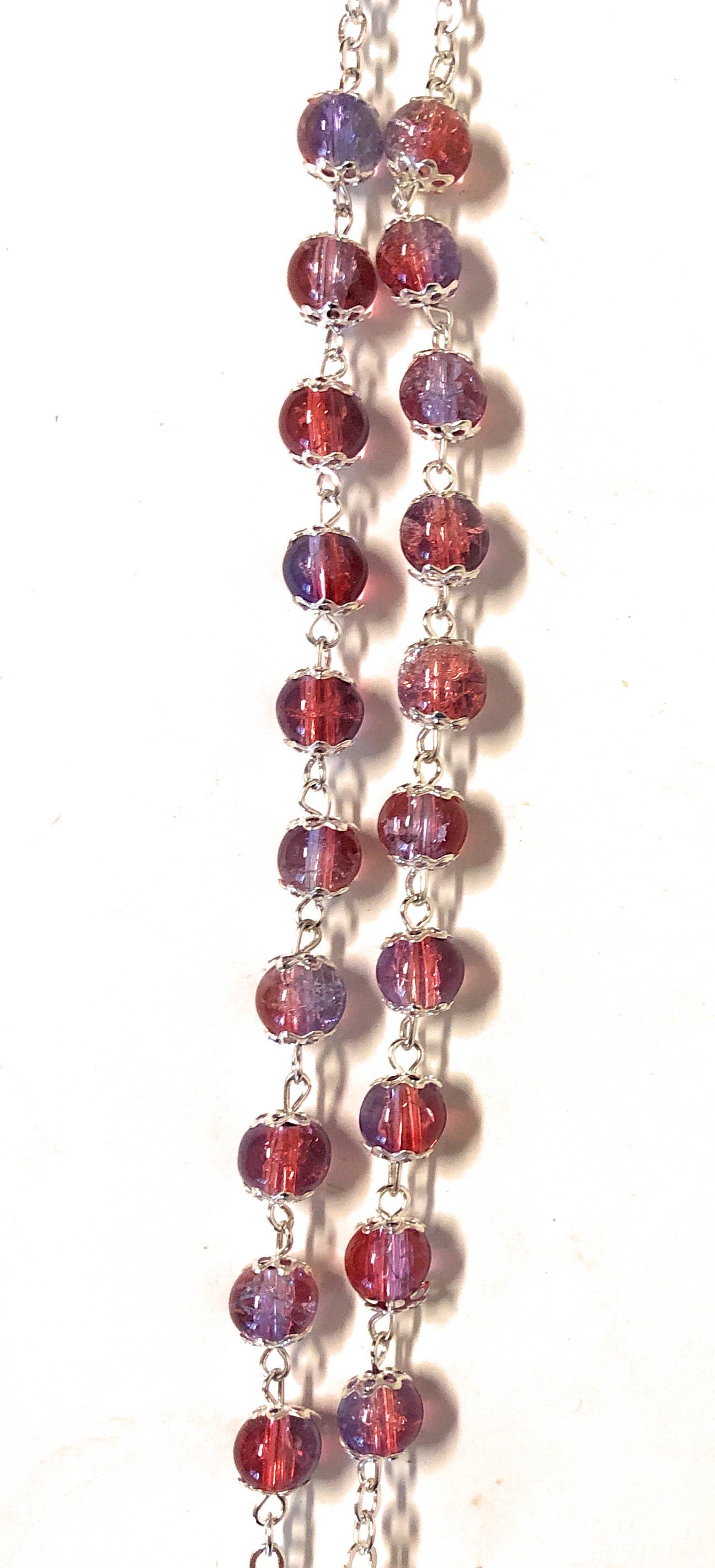 Costa Articoli Religiosi - Wholesale Prayer Beads Necklace - Red/Purple Shaded Round Glass Rosary mm. 71