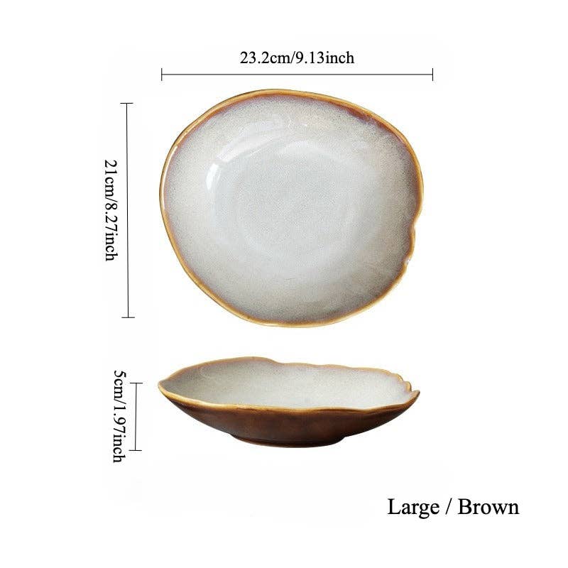 Gohobi （We cover U.S. import duties） – wholesale Dinner plate – Gohobi Vintage Kiln-Change Irregular Plate11