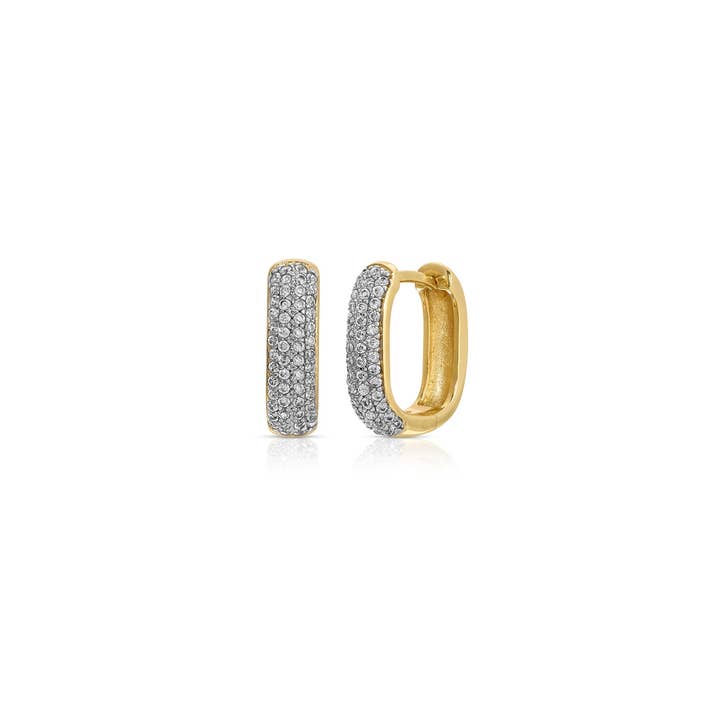 James Square Shape Pave Design Hoop Earrings for wholesale by Jūratė Los Angeles