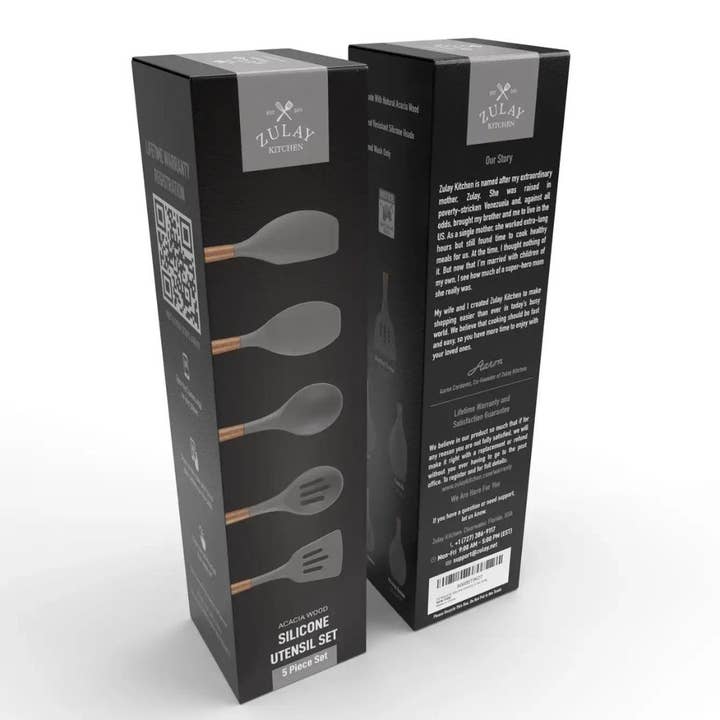 Zulay Kitchen - Wholesale Kitchen Utensil Set - 5-Piece Silicone Utensils Set with Wooden Handles21