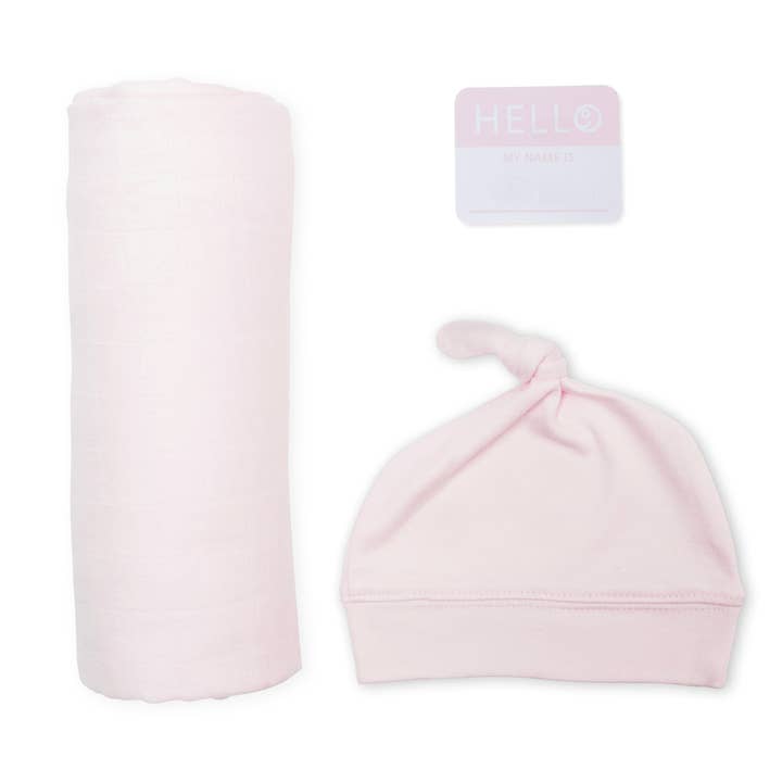 Lulujo Baby - Wholesale Swaddle Set - Baby - Hello World Newborn Set – Pink1