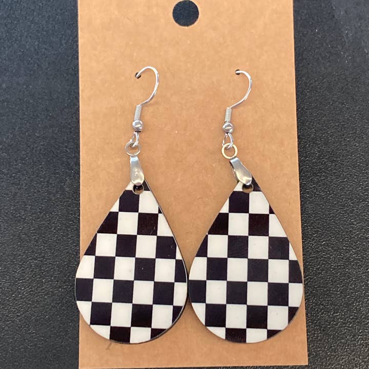 Checkered - Tear Drop Earrings for wholesale by Much Love Treasures