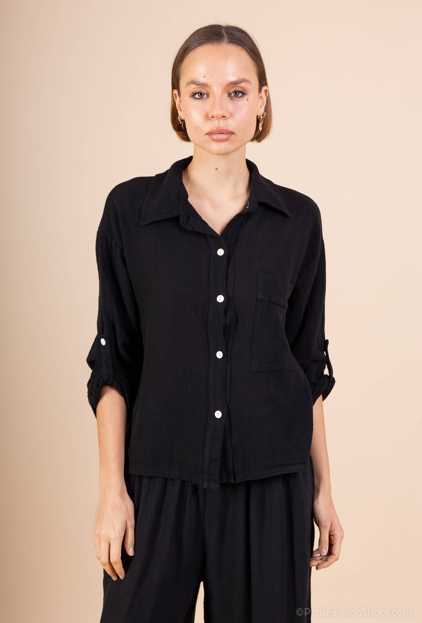 Shyloh - Wholesale Button Down Shirt - Women's - Linen cotton top 157820