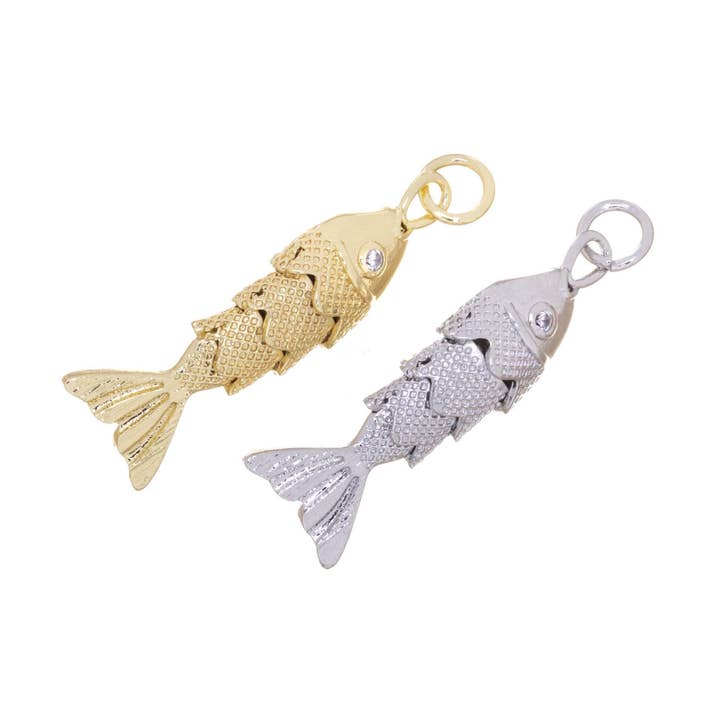 Gold/Silber Wirbelnder Fisch-Anhänger mit CZ CPG-CPS1212 für den Großhandel von Jewel Pledge