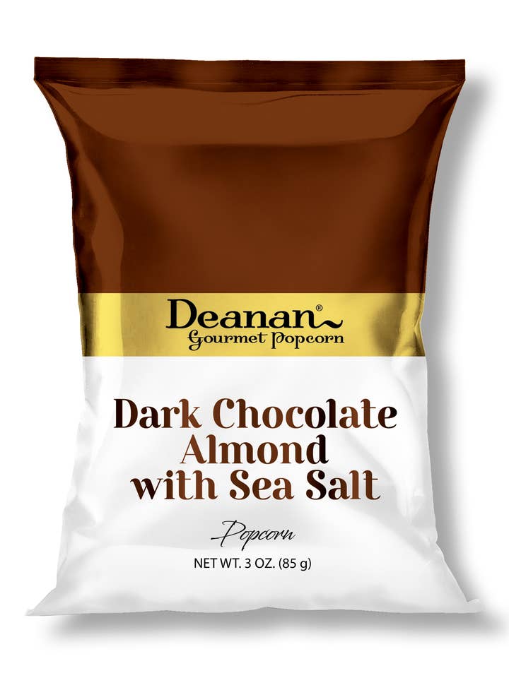 Premium Dark Chocolate Almond Popcorn - 30 Ct - 1.5 Cups for wholesale by Deanan Gourmet Popcorn