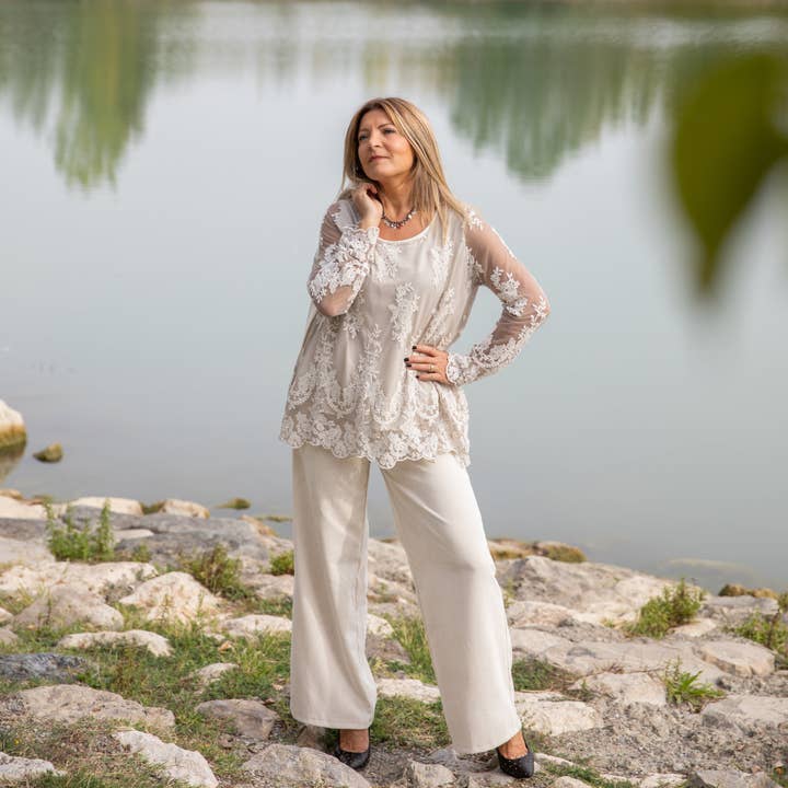 Malone blondebluse for engroshandel hos Chez Moi