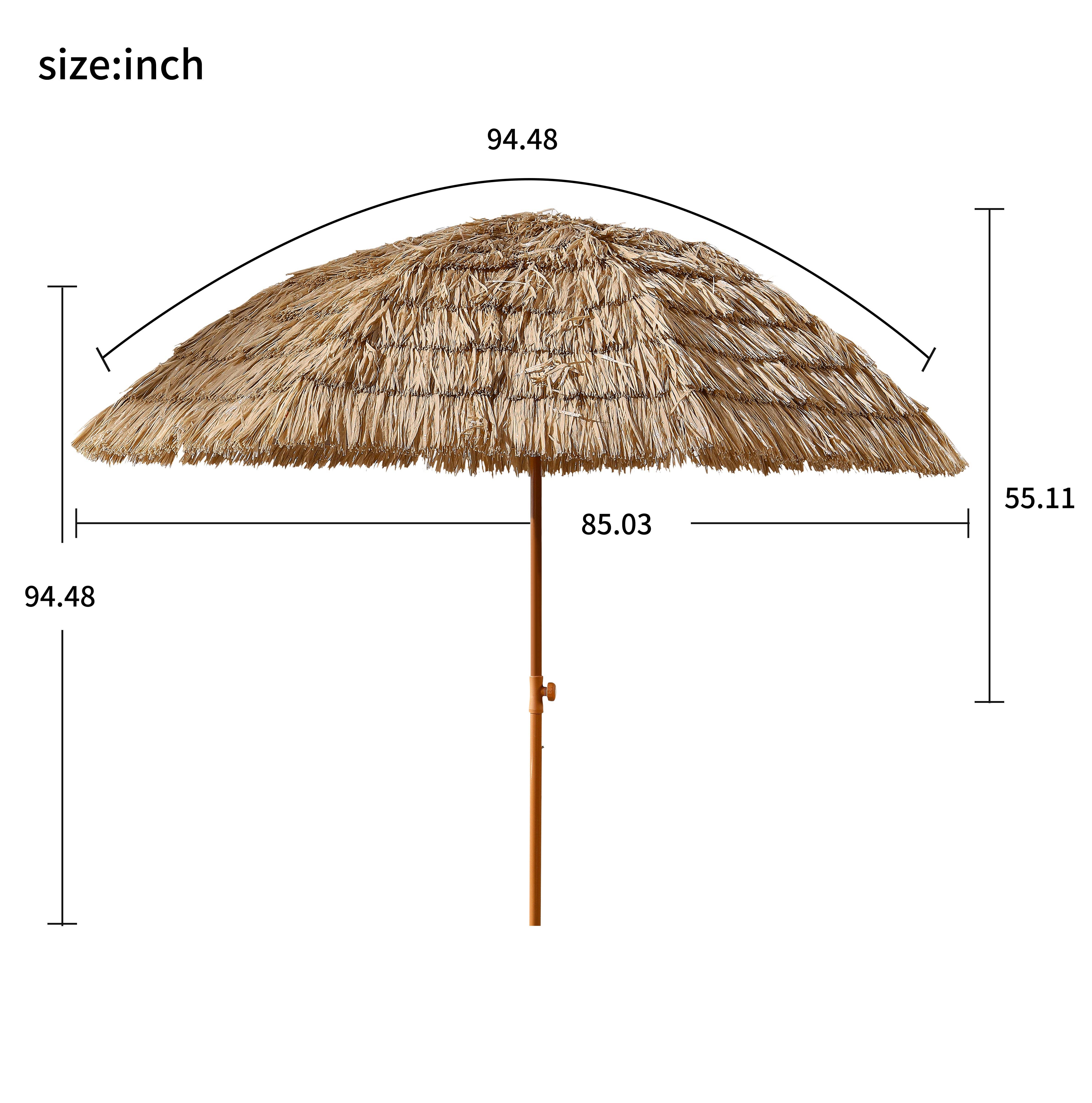 Orange County Decor - Wholesale Beach Umbrella - 8'Thatch Patio Tiki Umbrella Tropical Palapa Raffia Tiki Hut Hawaiian Hula Beach Umbrella,Straw Umbrella Brown Half Circle No Foundation Needed Manual Garden & Outdoor Beach Year Round Use Gazebos2