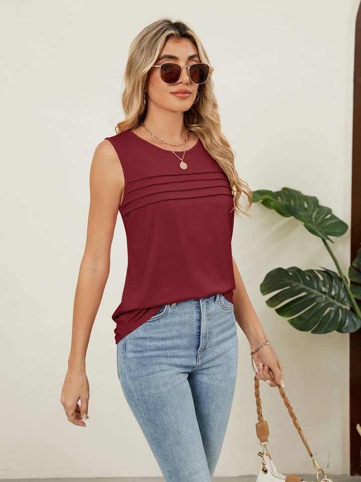 Lovesoft - Venta al por mayor Camiseta sin mangas - Mujer - Camiseta sin mangas de cuello redondo de ajuste holgado y color sólido21