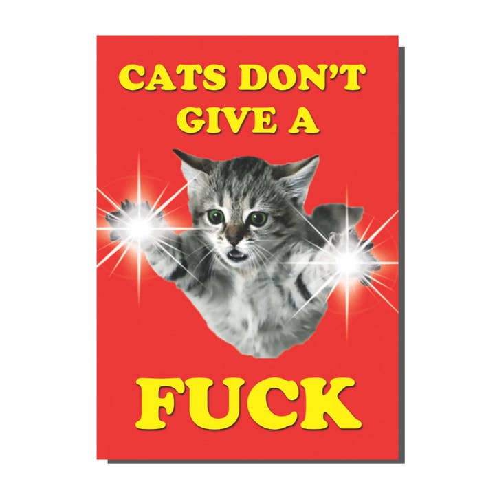 Cats don't Give A f*** Greetings Card for wholesale by Bite Your Granny