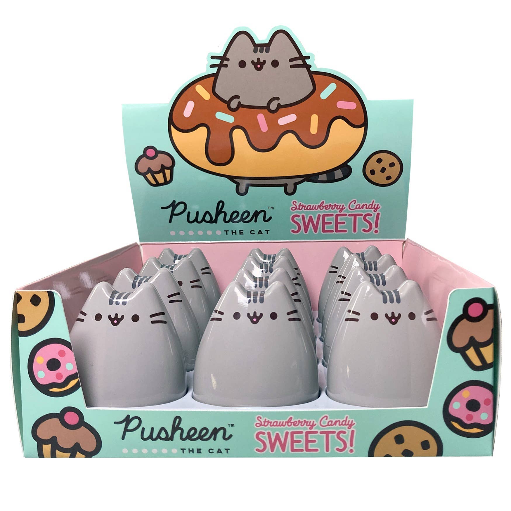 Long Island Candy Factory – wholesale Boiled sweets – Boston America Pusheen Cat Strawberry Candy Tin 1.5 oz 12 ct Tray0