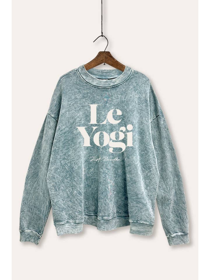 SUDADERA MINERAL WASH TIPOGRAFÍA LE YOGI para venta al por mayor de PINK NABI