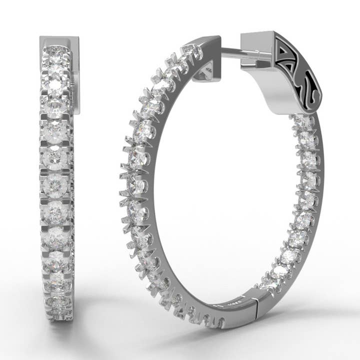 1.5Ctw Round Moissanite 925 Sterling Silver Hoop Earring for wholesale by Star Joya