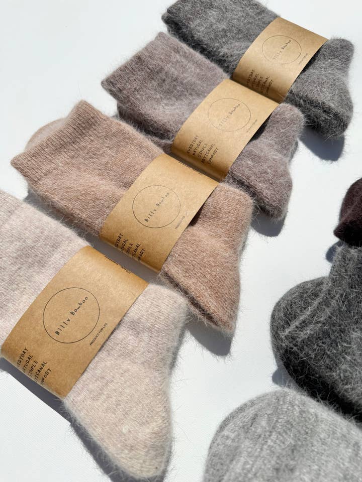 Billy Bamboo - Wholesale Socks - Women's - FLUFFY ANGORA SOCKS - NEUTRAL