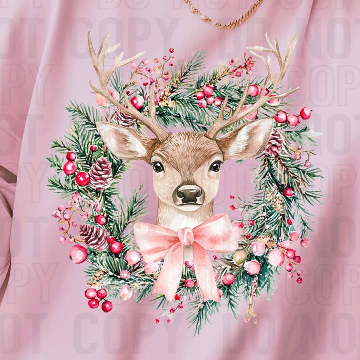 Deer Wreath DTF Transfer for wholesale by K and M Designs