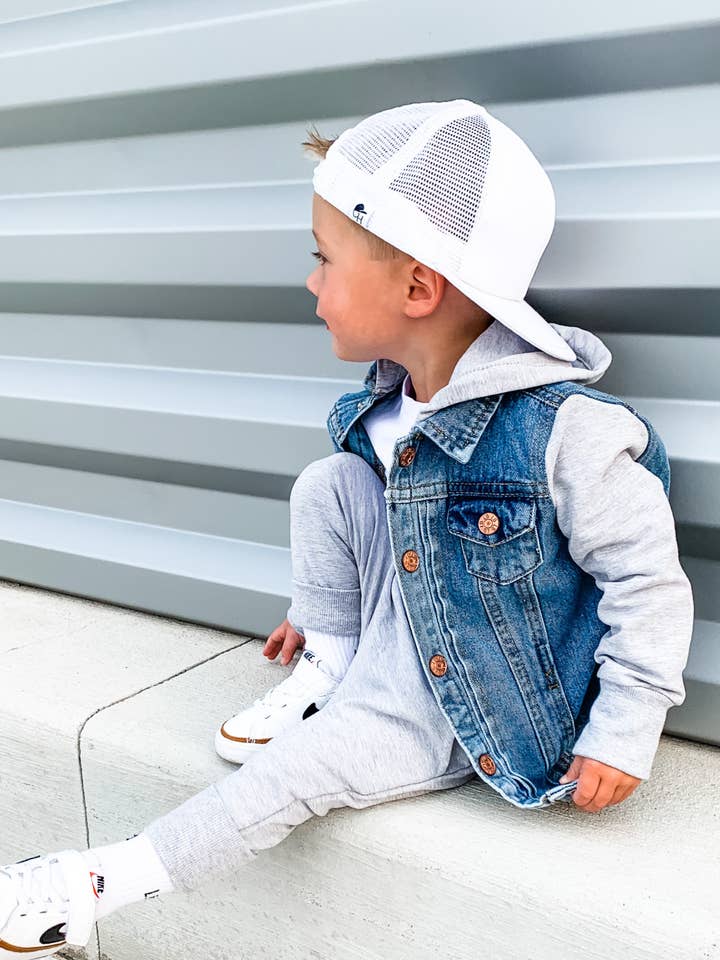 Little Bipsy - Wholesale Denim Jacket - Kids - Hooded Denim Jacket - Grey
